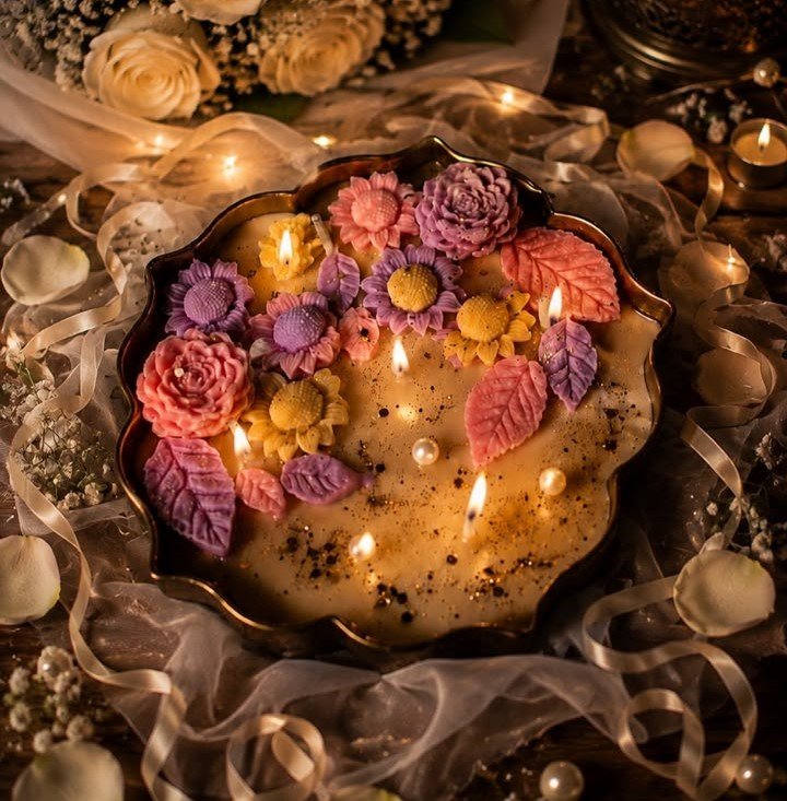 Multicolored floral Urli candle (5.5 Inch)